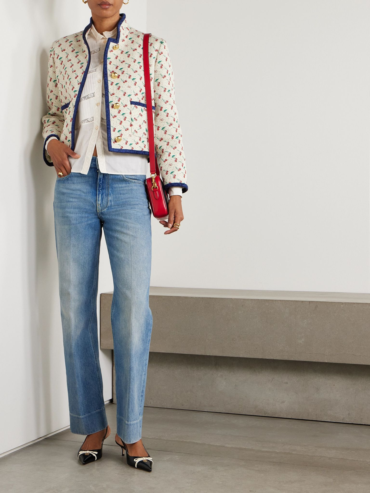 Lace-trimmed pintucked cotton-poplin shirt White - 2