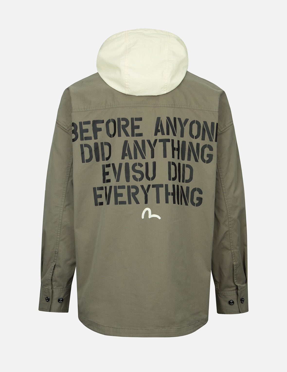 Seagull and Slogan Print Hooded Mock 2-in-1 Jacket - 2