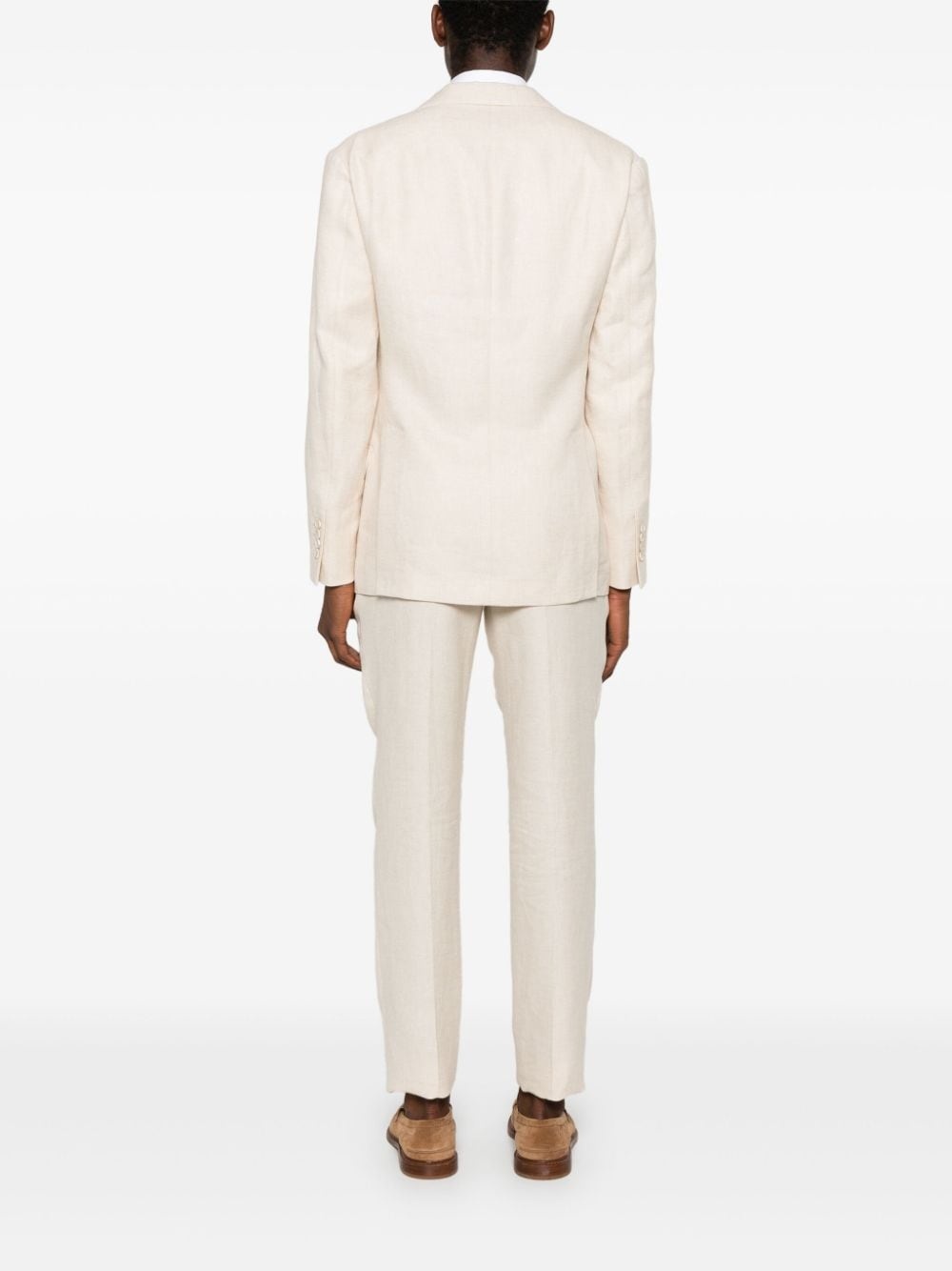 single-breasted linen-blend suit - 4