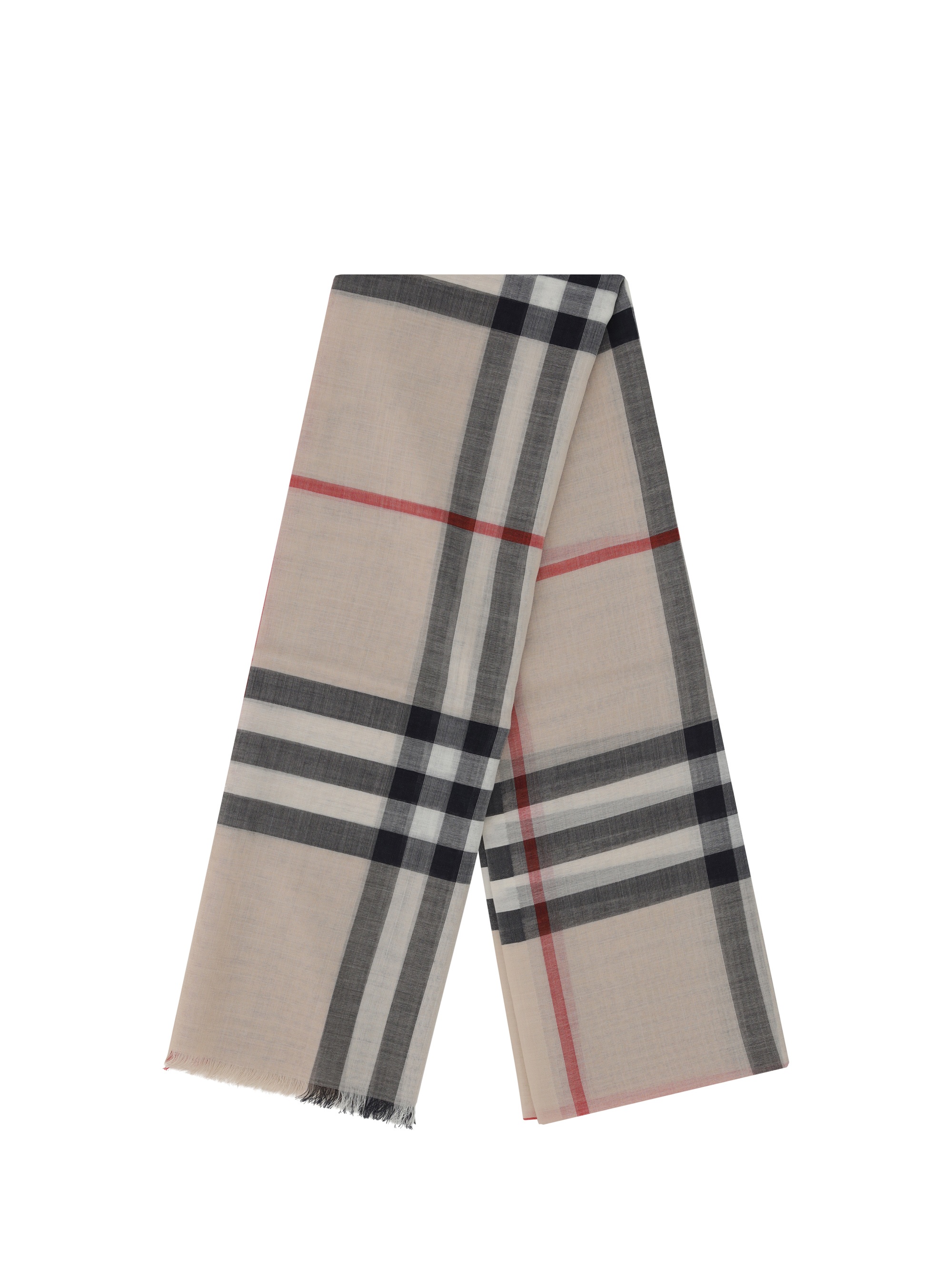 BURBERRY- Giant Check Wool Blend Scarf- Woman- Uni - Beige