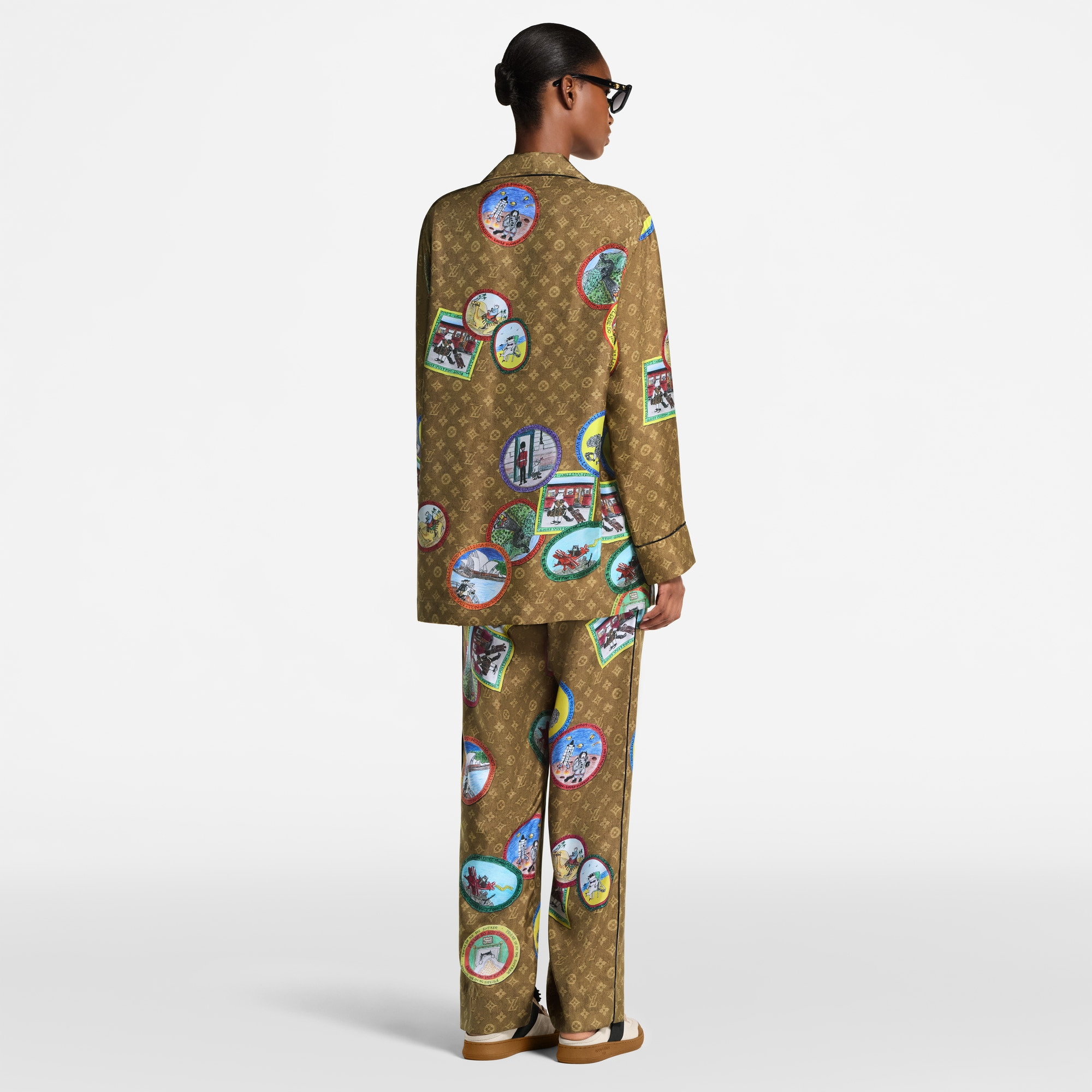 Monogram Cat Stamp Pajama Pants - 5