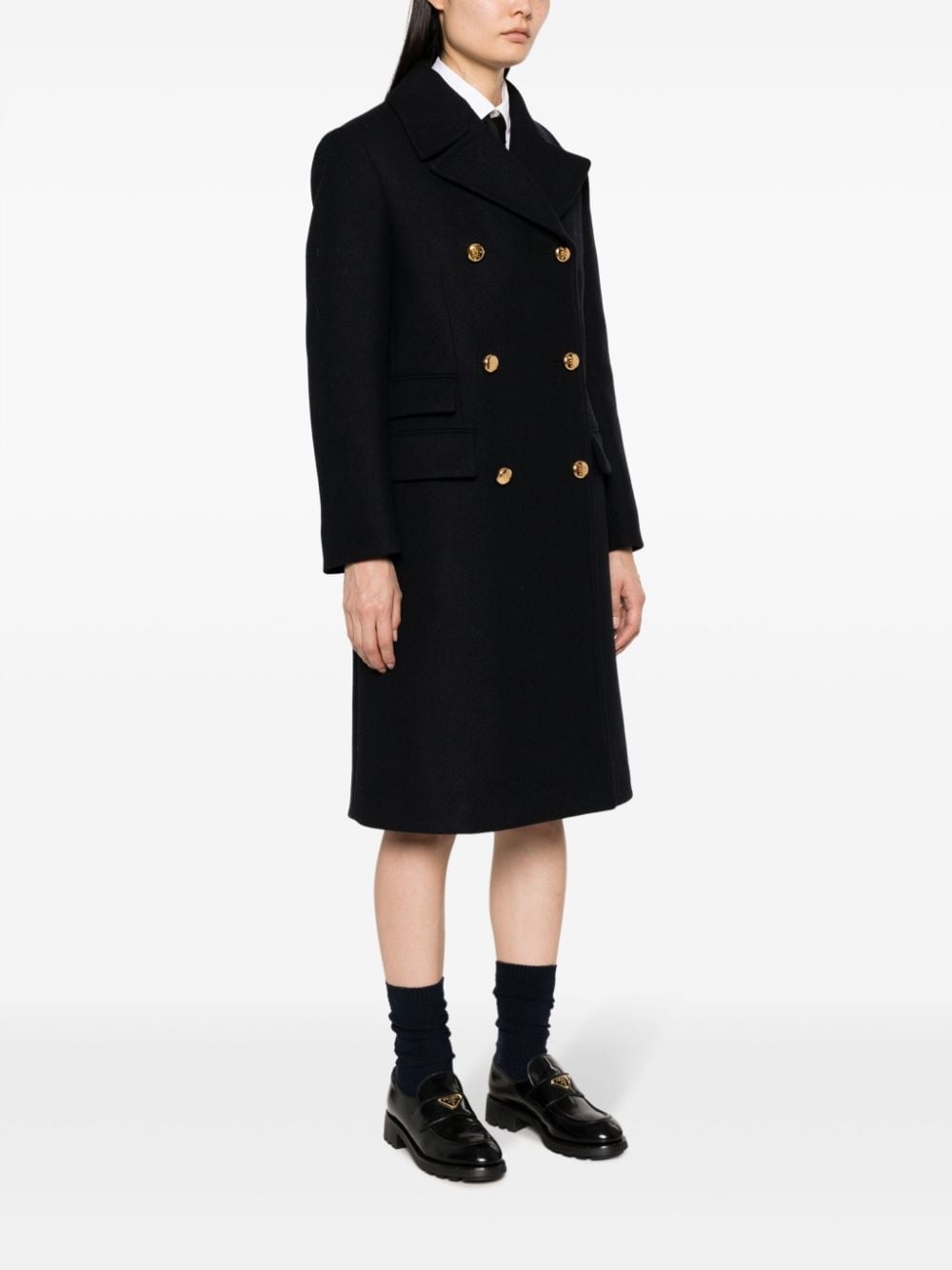 virgin wool double-breasted coat - 3