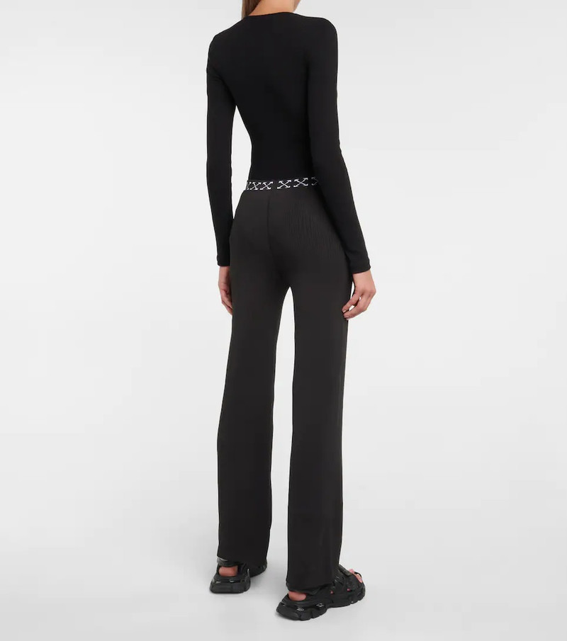 Ribbed-knit stretch-jersey straight pants 3