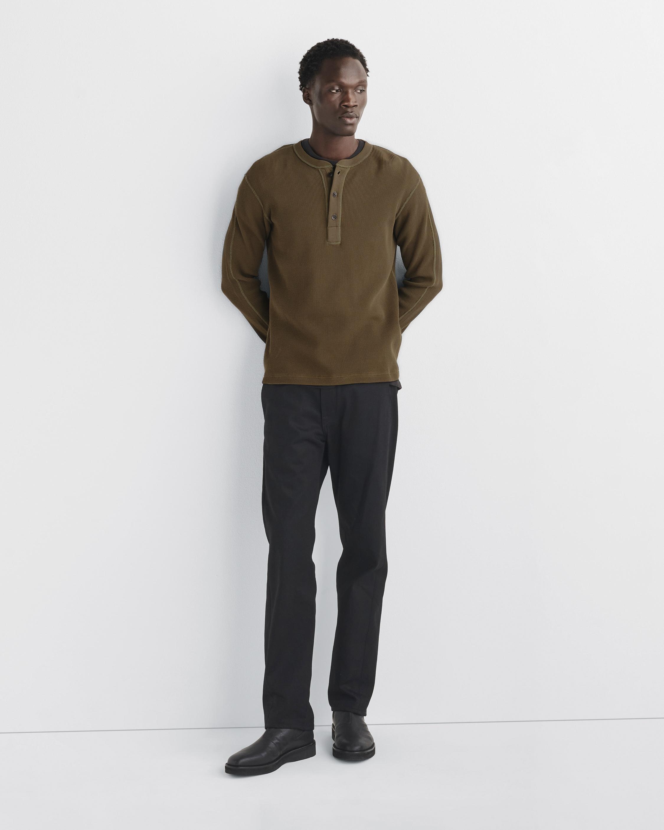Garment Dyed Waffle Henley
Cotton Long Sleeve Shirt - 5