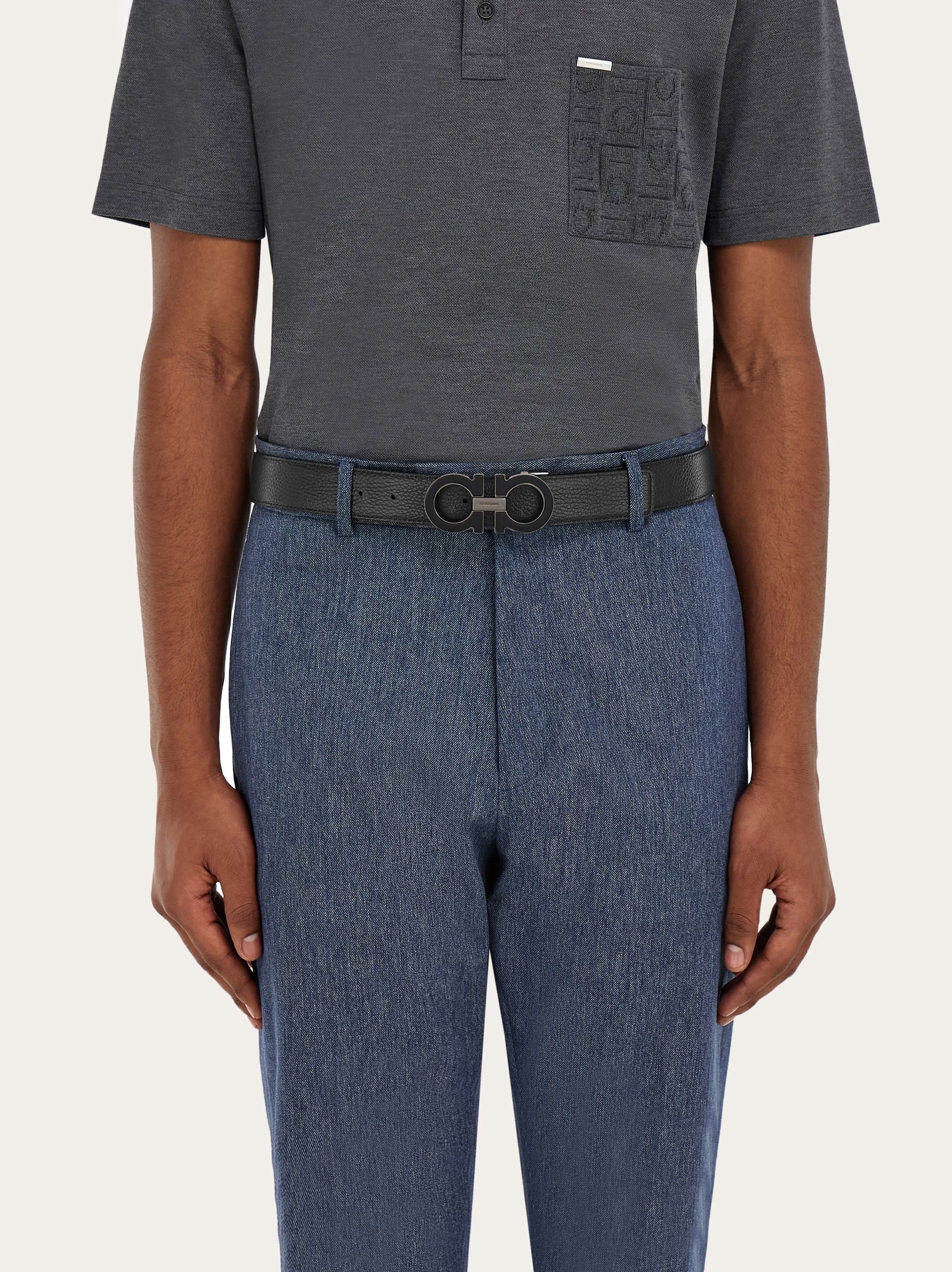 Reversible and adjustable Gancini belt with Switch buckle - 3