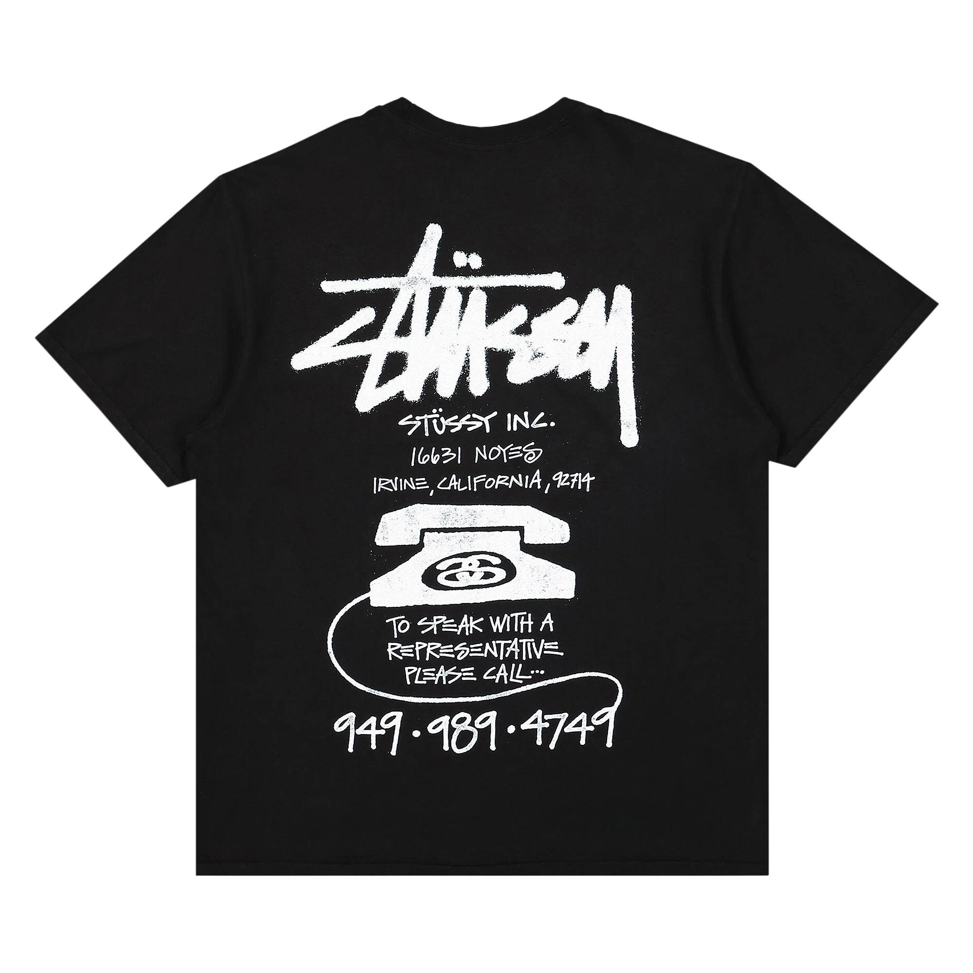 Stussy Old Phone Pigment Dyed T-Shirt 'Black' - 2