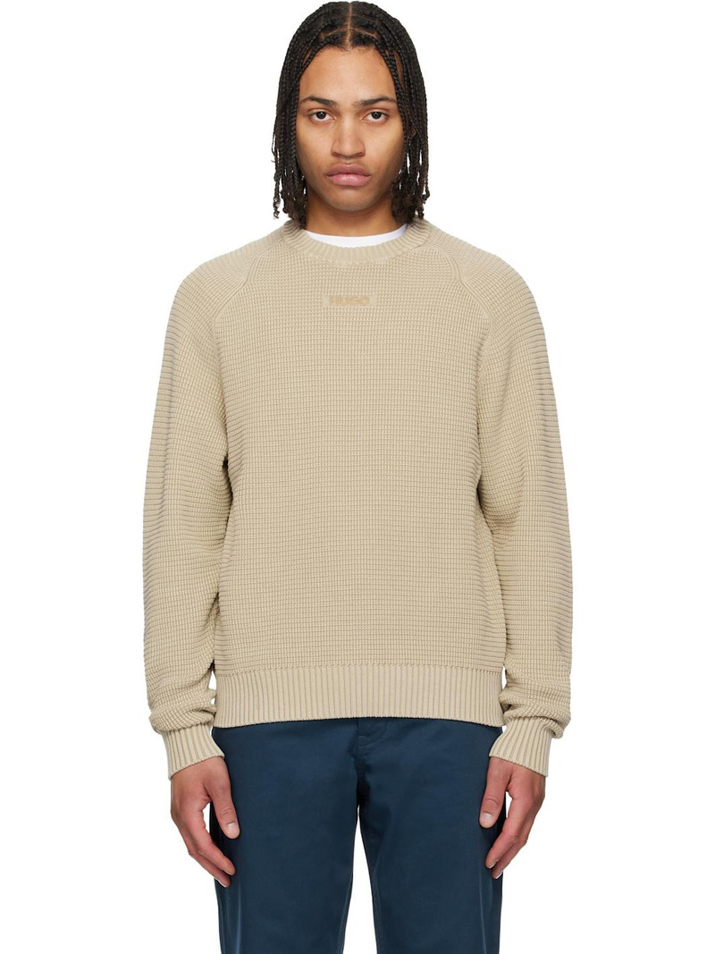 Beige Knit Cotton Sweater 1