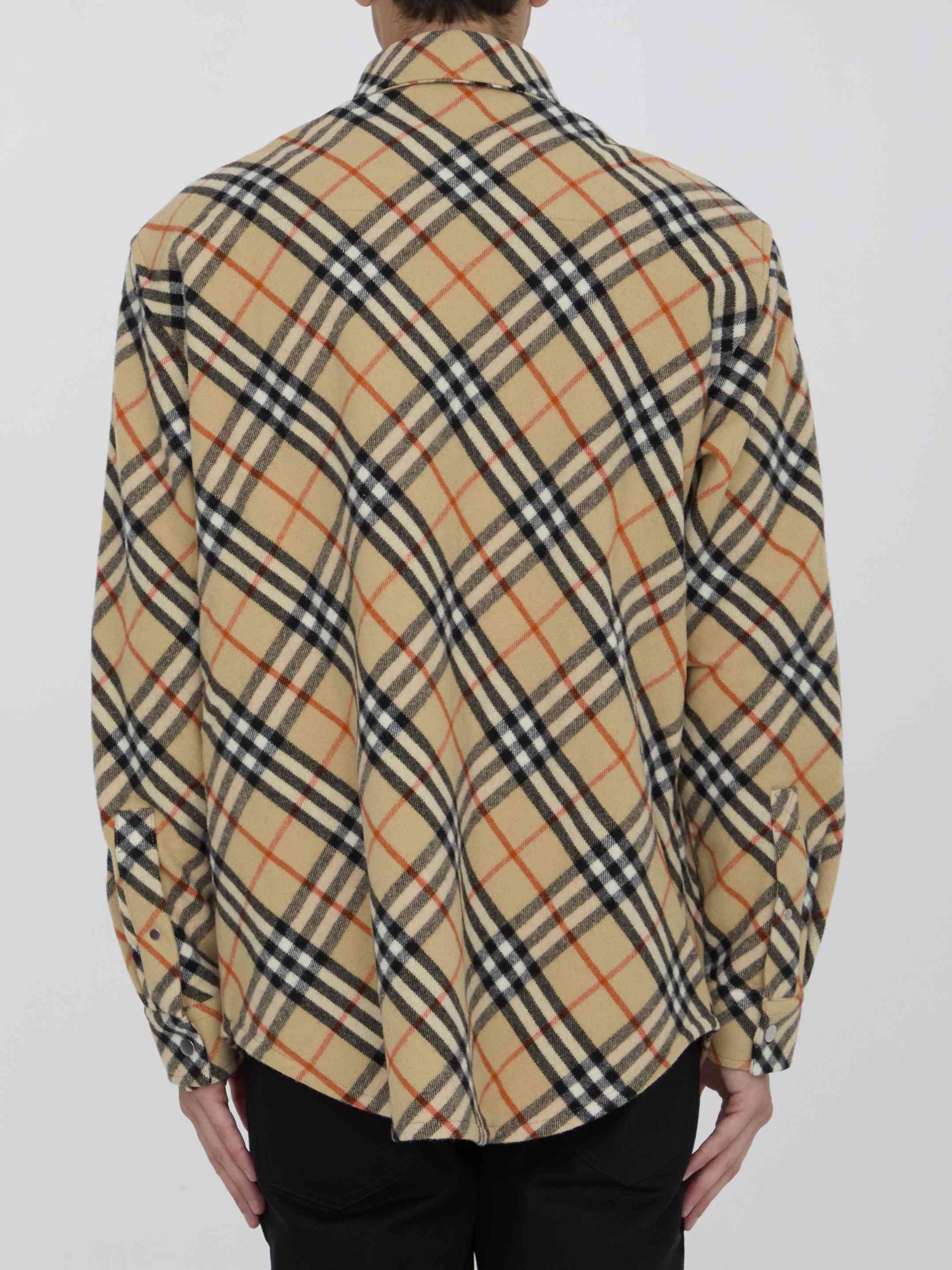 Burberry Men Check Wool Shirt - 4
