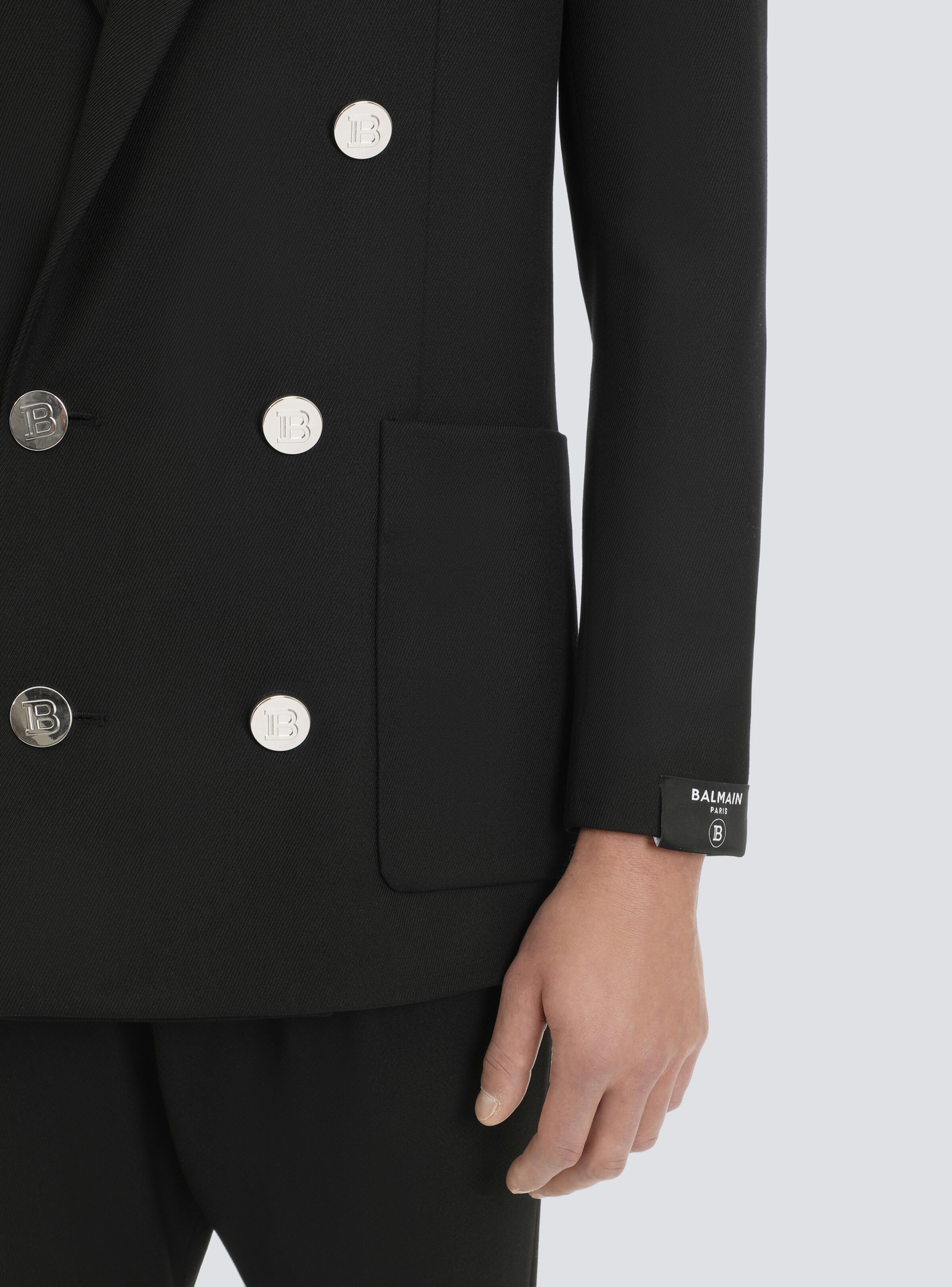 Twill blazer with double-breasted silver-tone buttoned fastening - 8