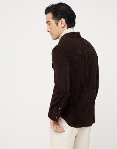 Brunello Cucinelli Double face suede shirt-style outerwear jacket outlook