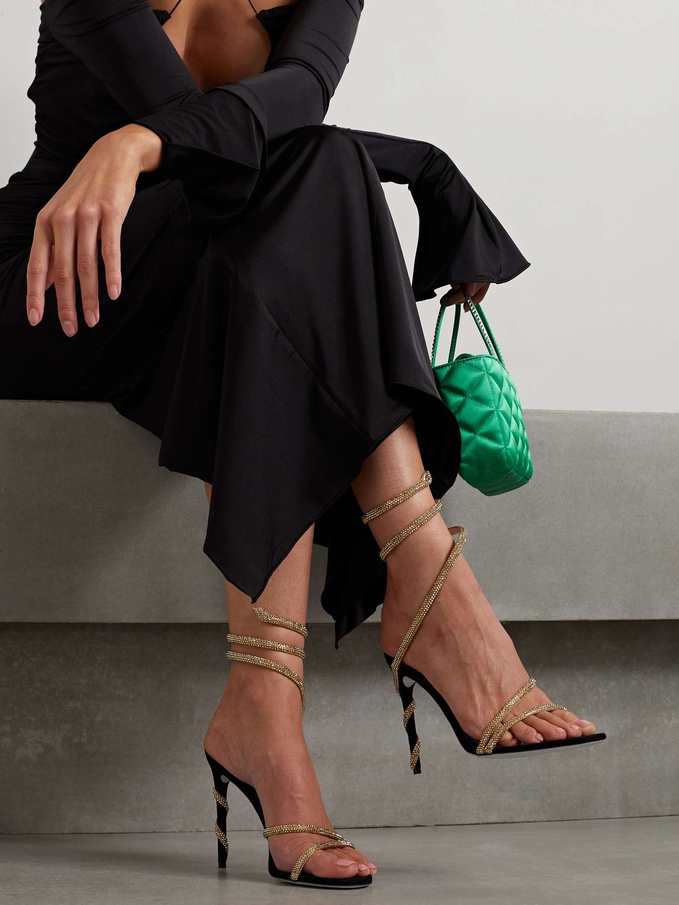 Crystal-embellished suede sandals - 2
