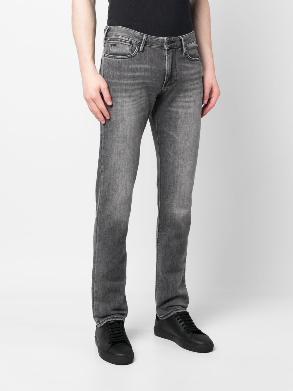 slim-cut faded jeans - 3