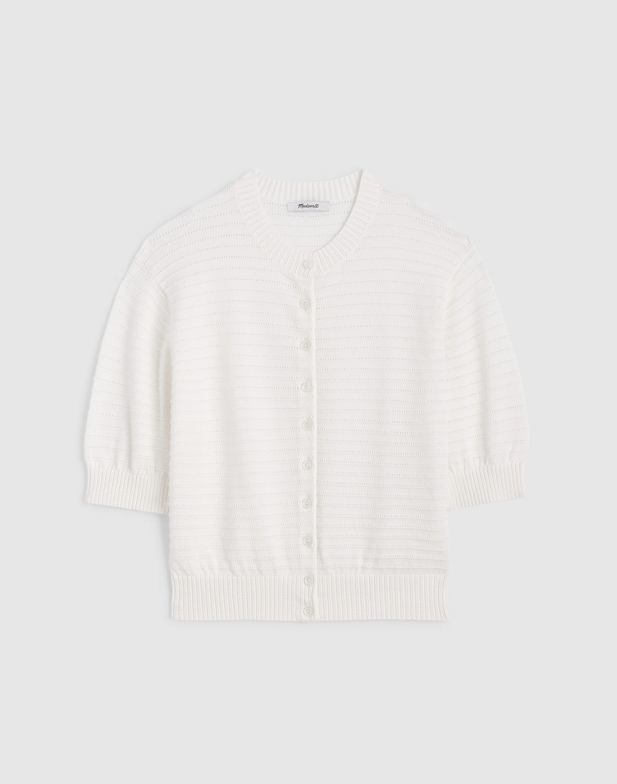 Textured Short-Sleeve Cardigan in 100% Cotton - 1