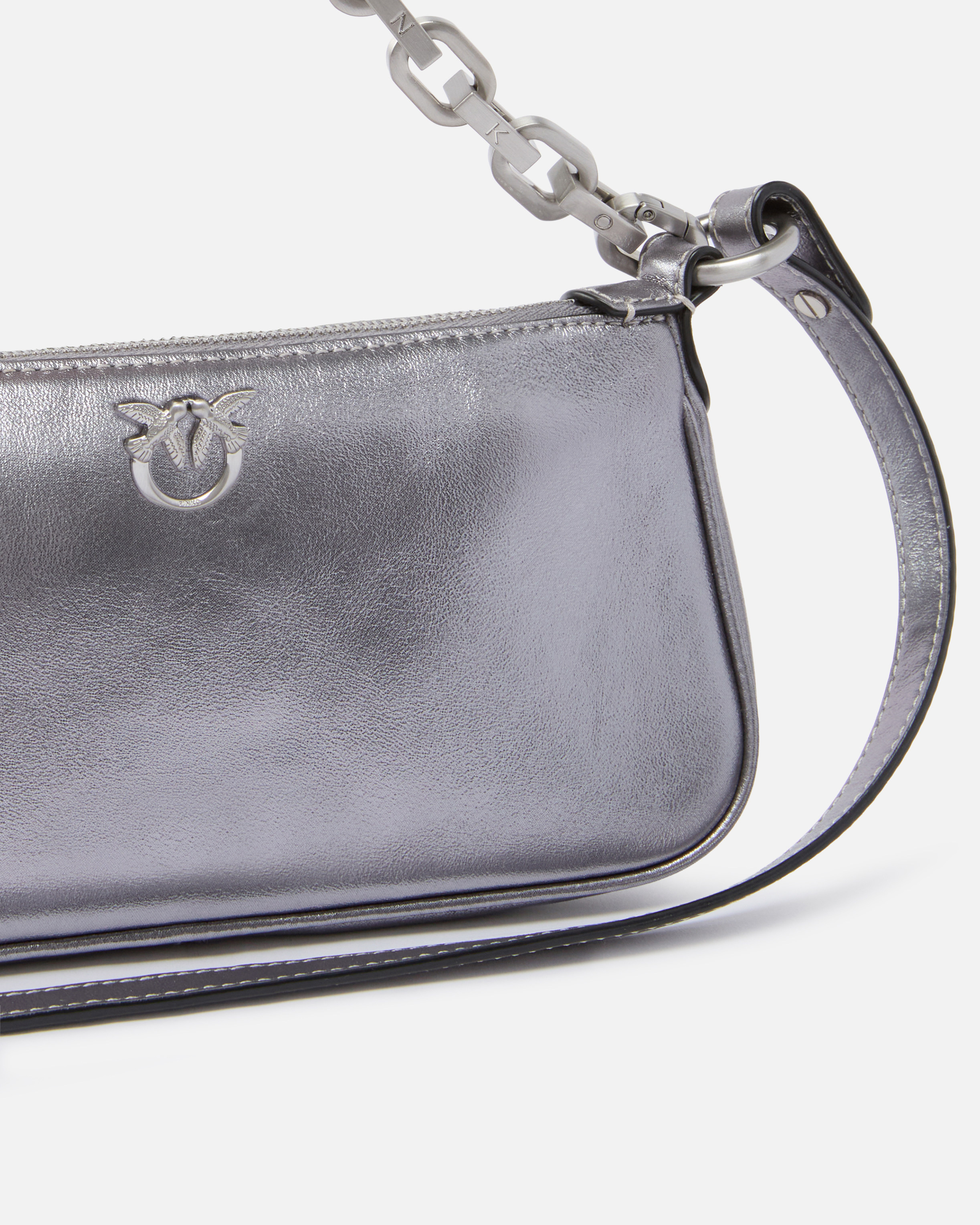 MINI HALF MOON BAGUETTE HANDBAG IN LAMINATED SUEDE - 3