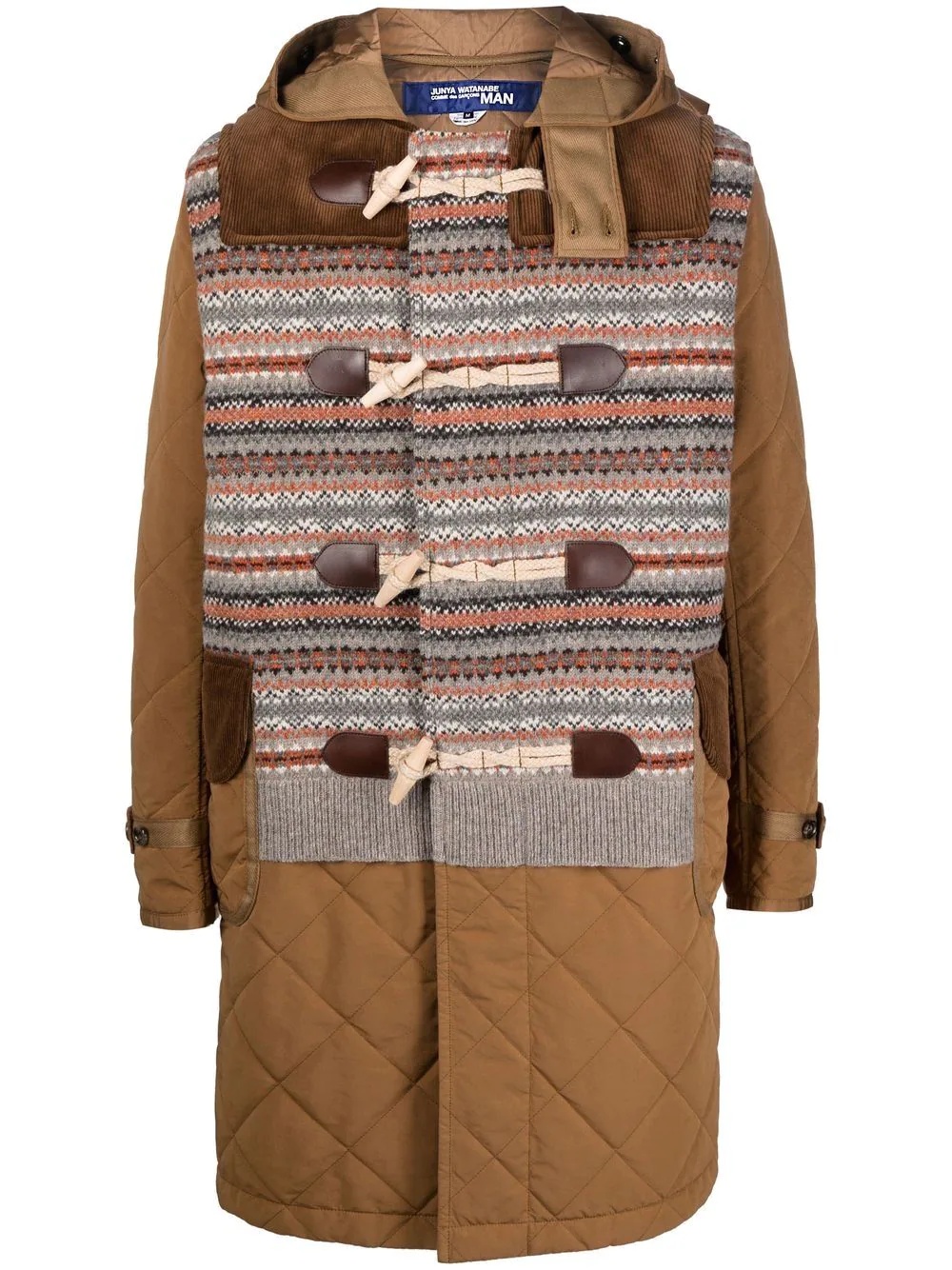 knitted panel duffle coat - 1