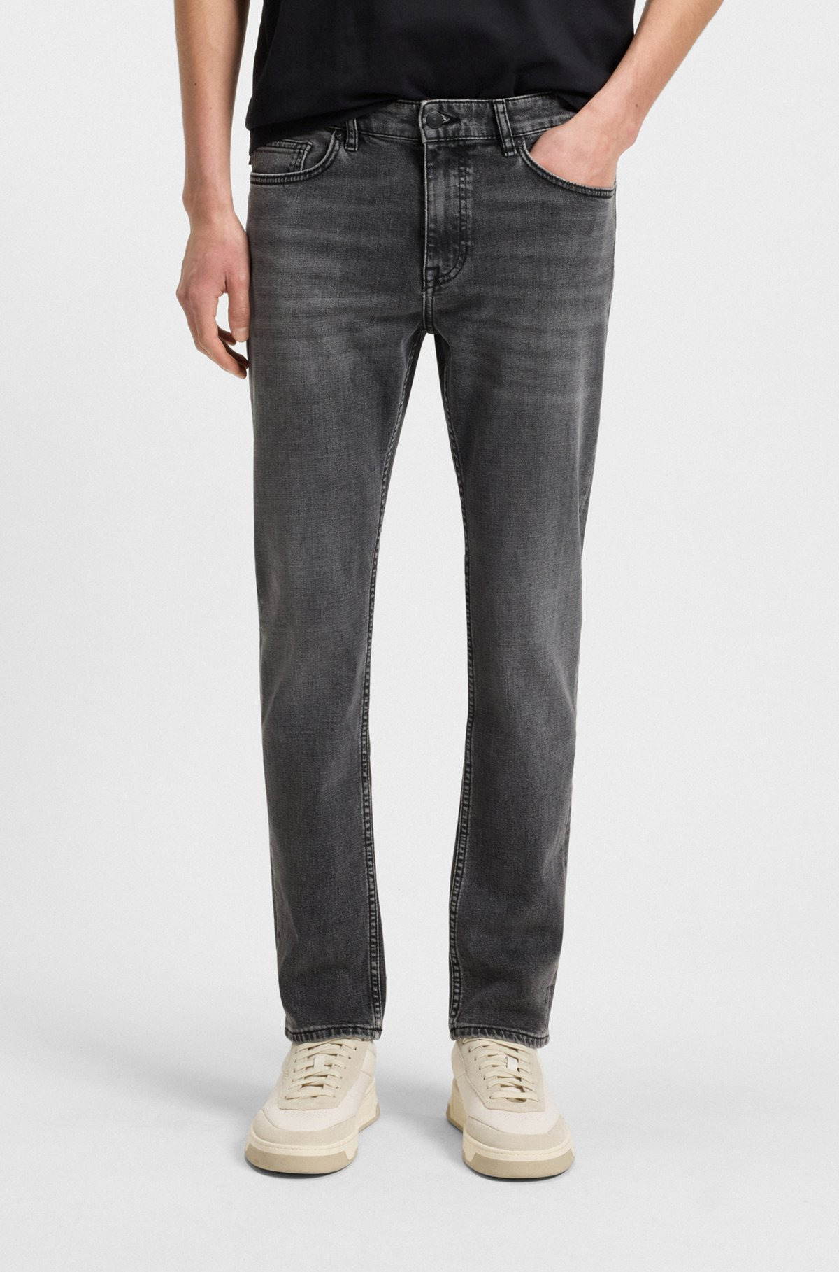 SLIM-FIT JEANS IN LIGHTWEIGHT GRAY COMFORT-STRETCH DENIM - 2