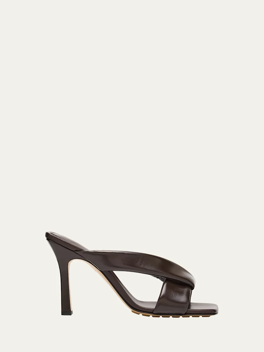 Criss Cross Padded Leather Slide Sandals - 1