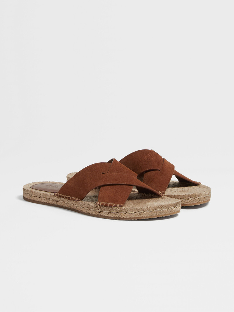 DARK FOLIAGE SUEDE ESPADRILLE SANDALS 3