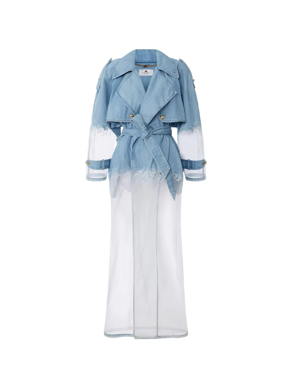 denim organza trench coat - 1