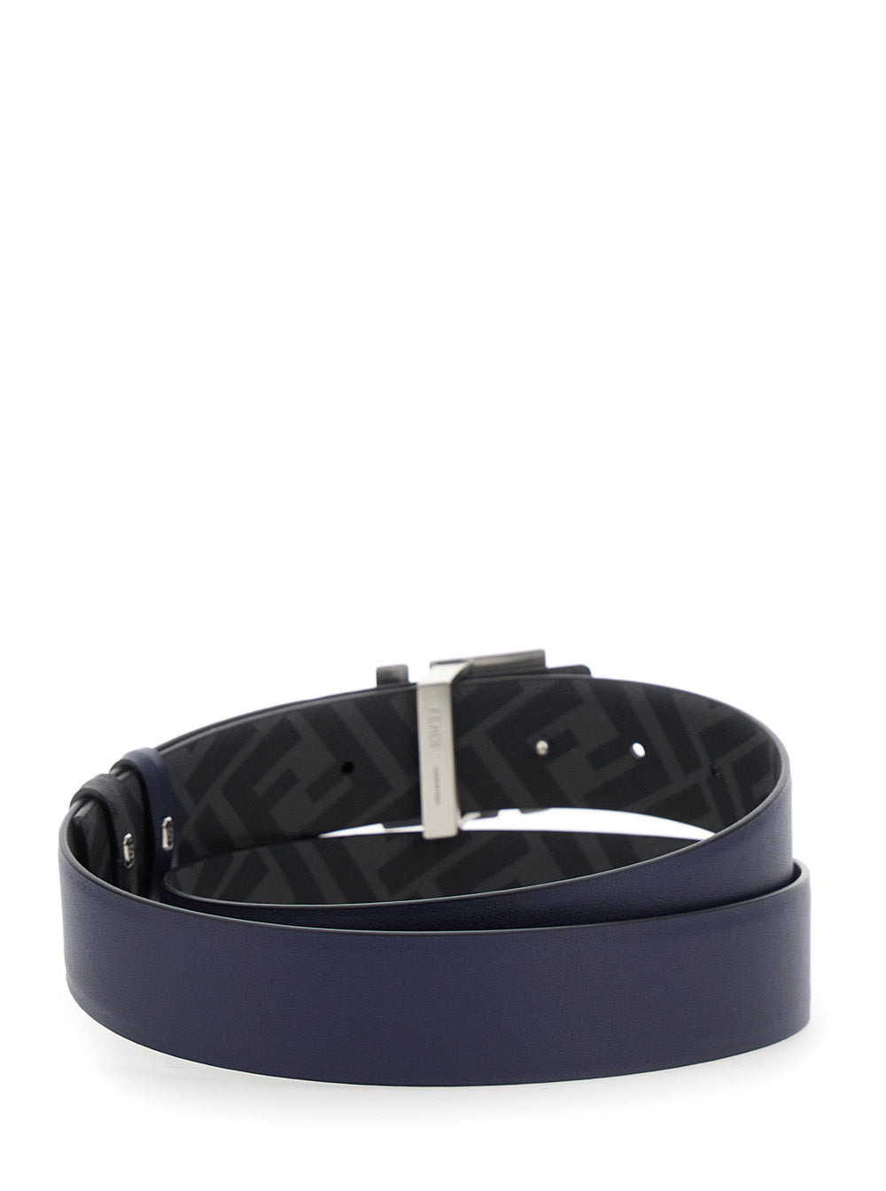 Fendi Men Blue Reversible Belt With Ff Buckle In Leather Man - 3