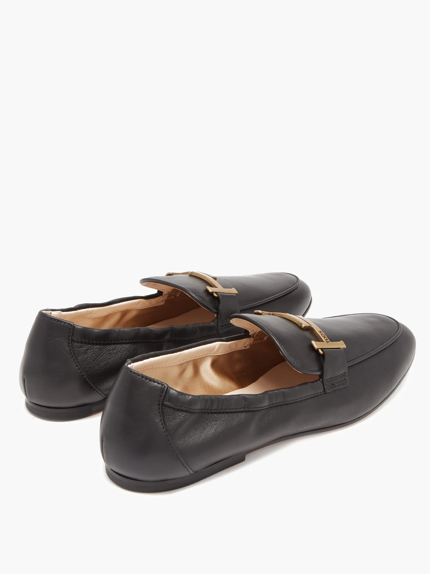 T-logo leather loafers - 4