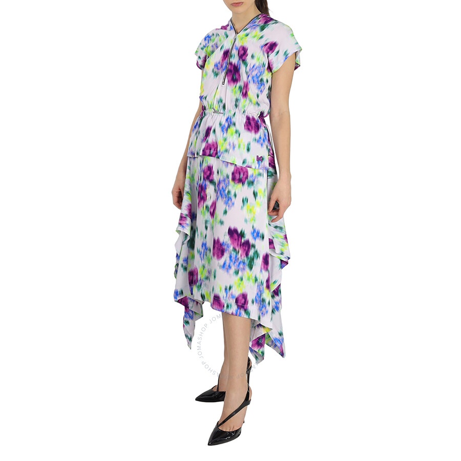 Kenzo Ladies Wisteria Asymmetric Dress With Blurred Floral Print - 5