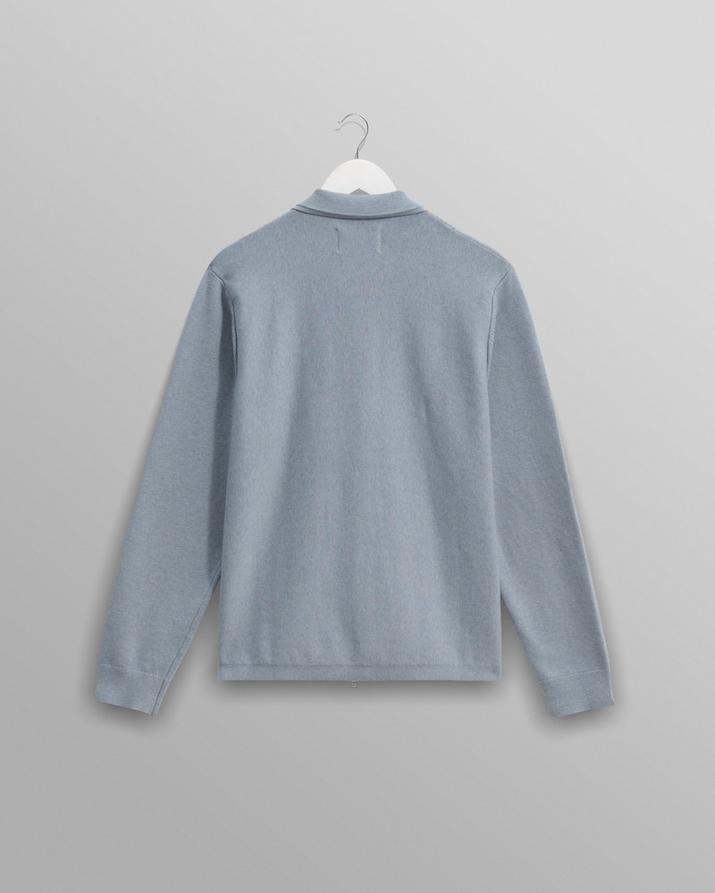 Lennox - Grey Blue Milano Stripe Knitted Polo 10