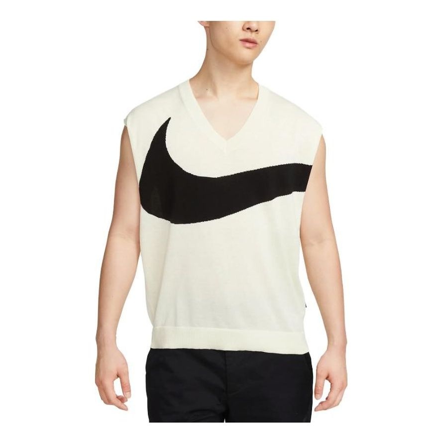 Nike Swoosh Sweater Vest 'White Black' FD2874-113 - 3