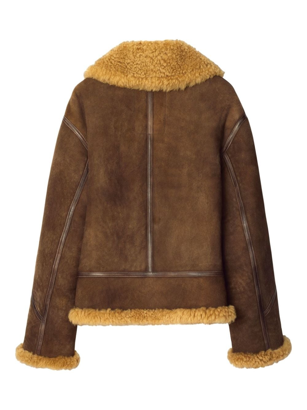shearling-trim leather jacket - 5