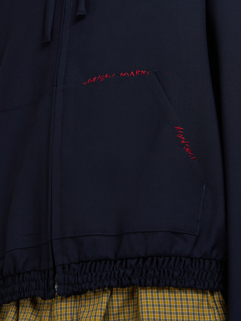 DEEP BLUE WOOL HOODED SHIRT WITH MARNI MENDING - 4