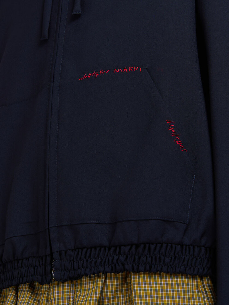 DEEP BLUE WOOL HOODED SHIRT WITH MARNI MENDING 4
