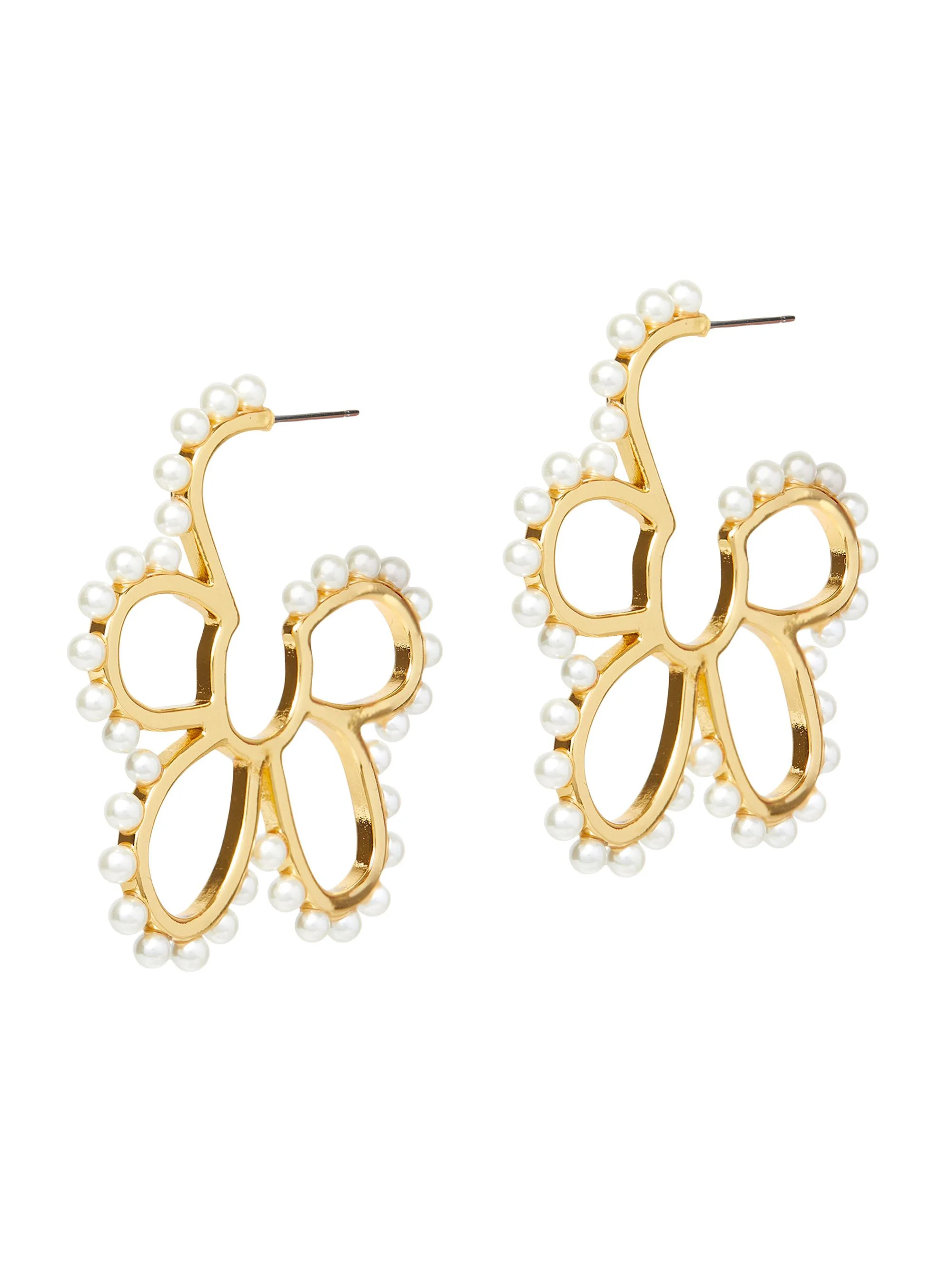Women's Daisy 14K Gold-Plated & Faux Pearl Hoop Earrings - Pearl - 1