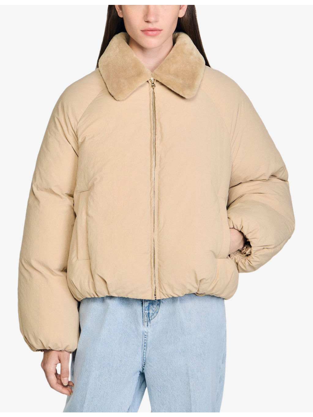 Shearling-Collar Relaxed-Fit Woven Puffer Jacket - 3