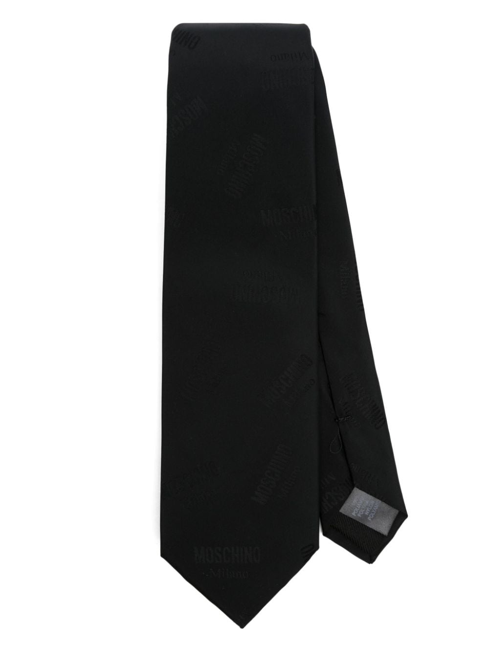 pointed logo-jacquard tie - 1