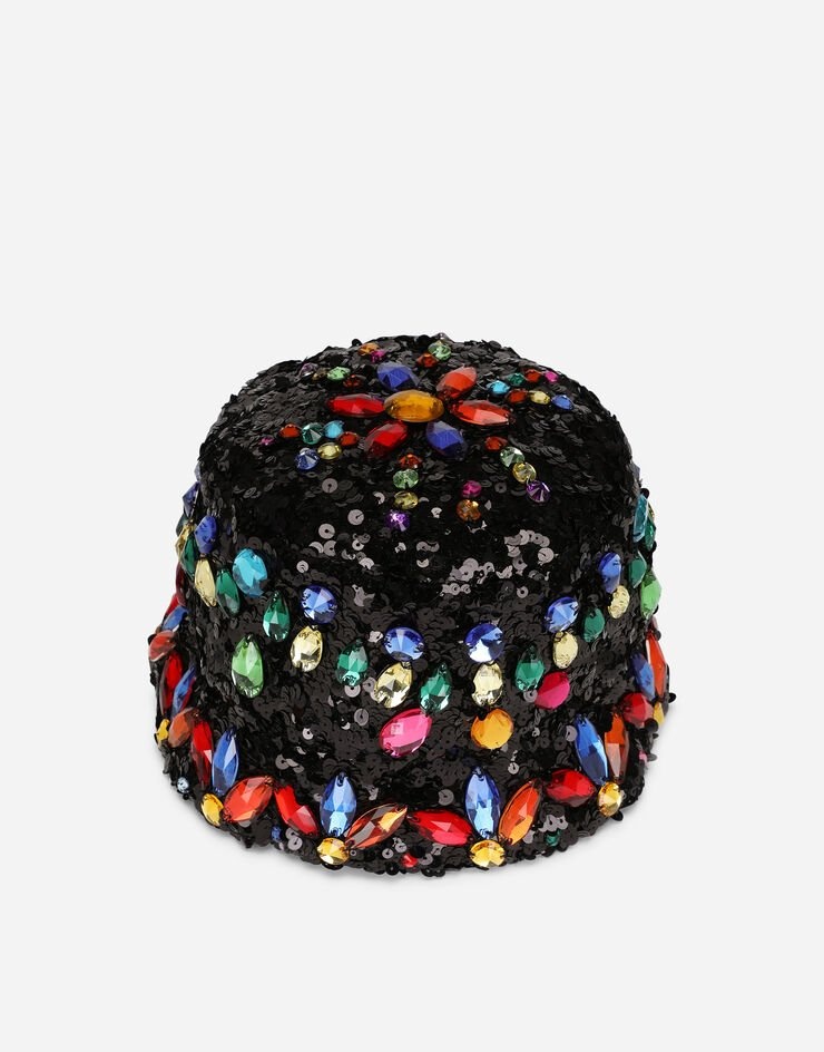 Sequined bucket hat with crystals - 3