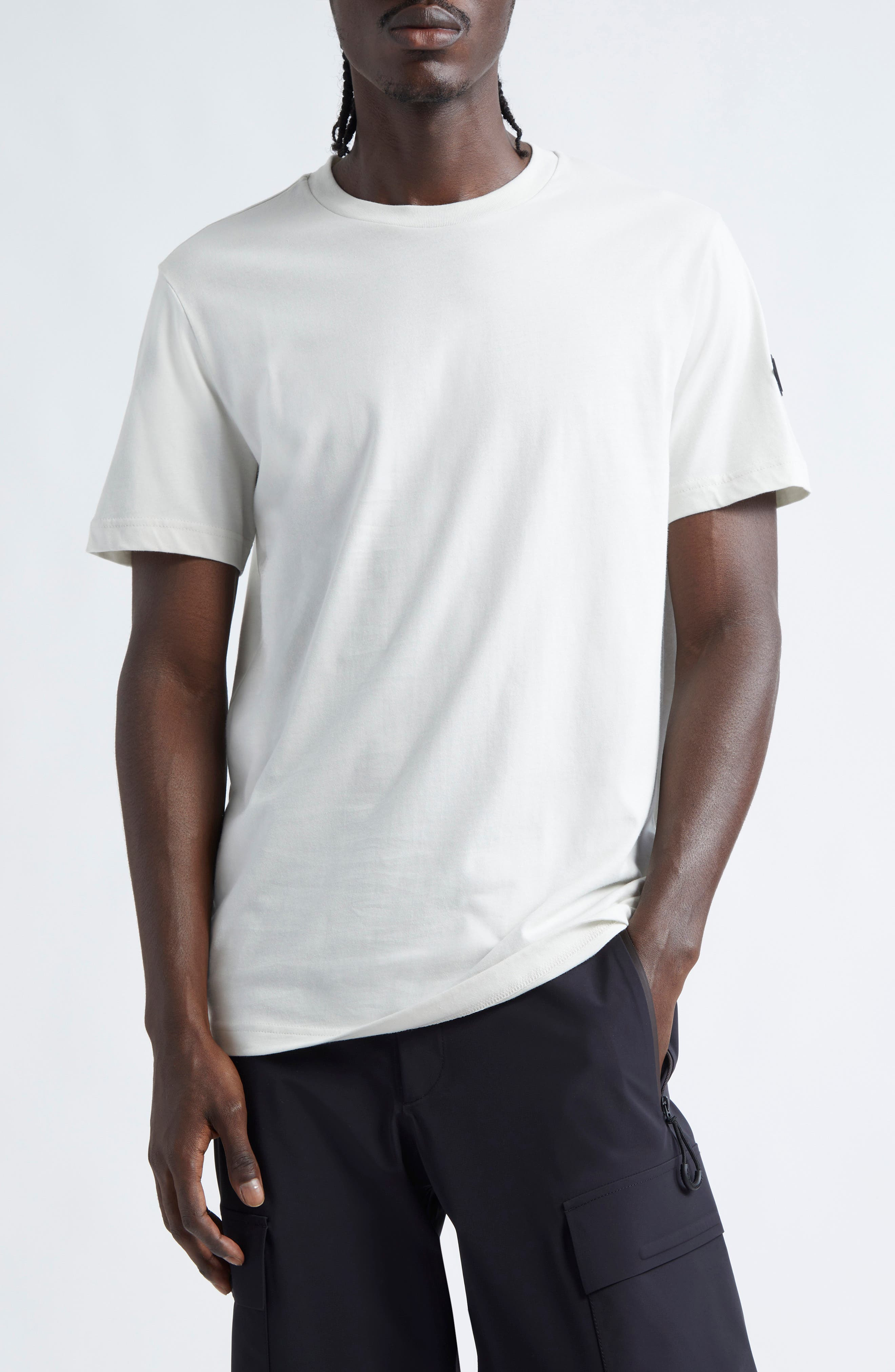 Moncler Cotton Logo Patch T-Shirt in Open Gray at Nordstrom - 1