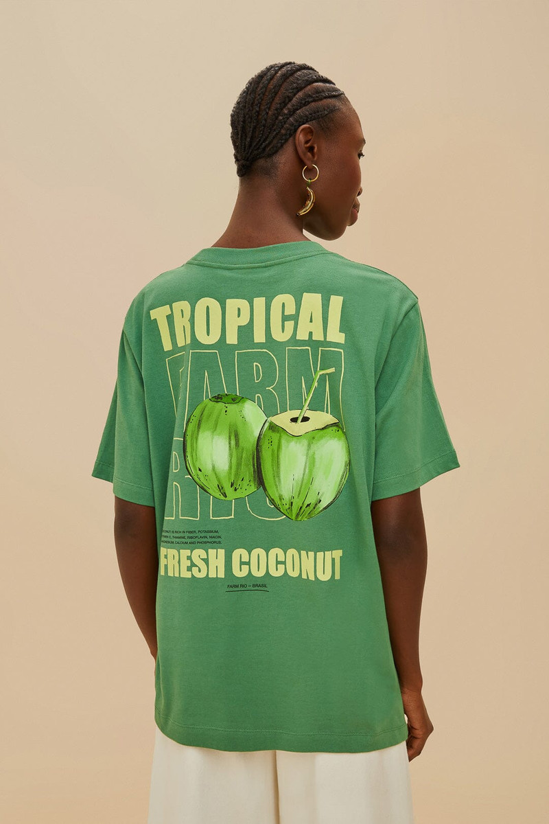 Green Tropical Coconut Organic Cotton Relaxed T-Shirt 3