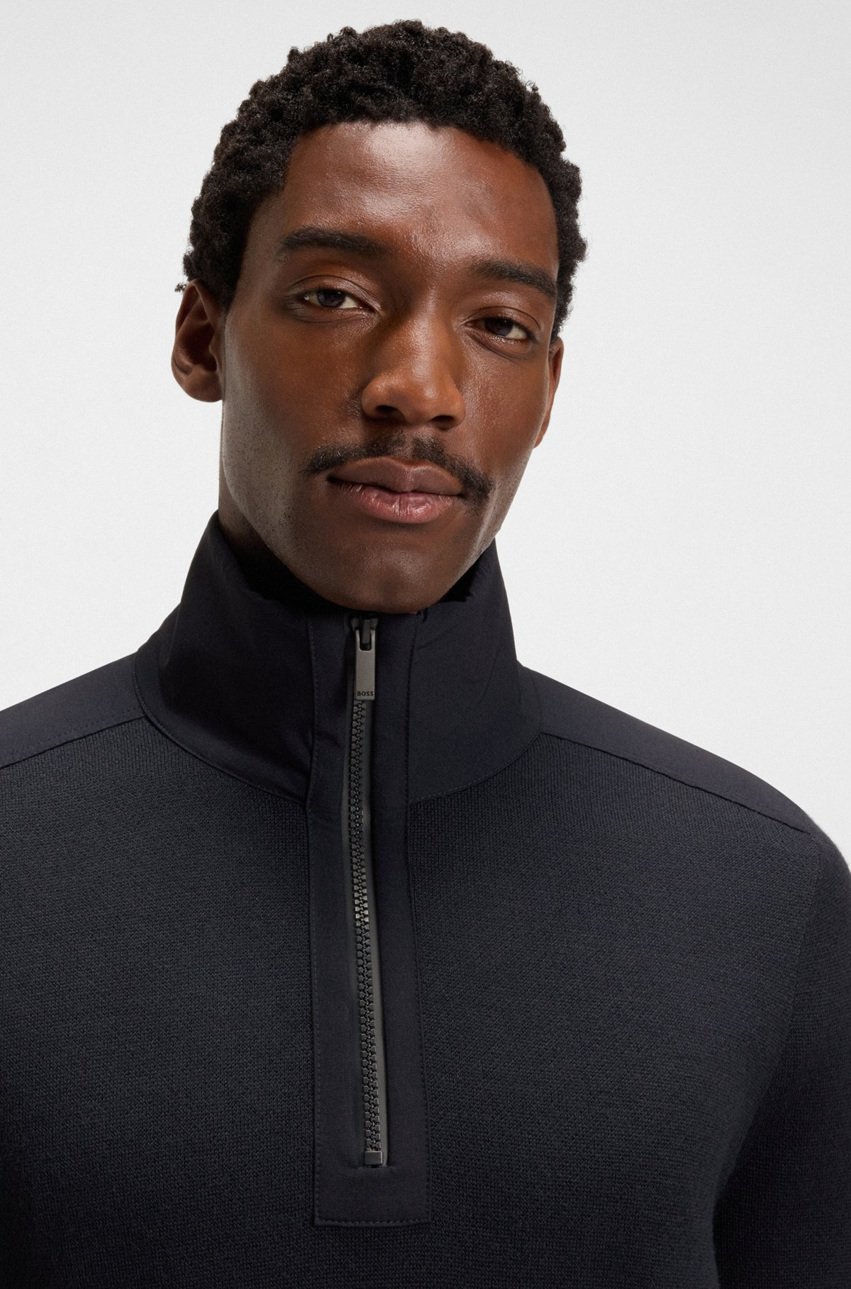 ZIP-NECK SWEATER WITH SOFTSHELL TRIMS - 3