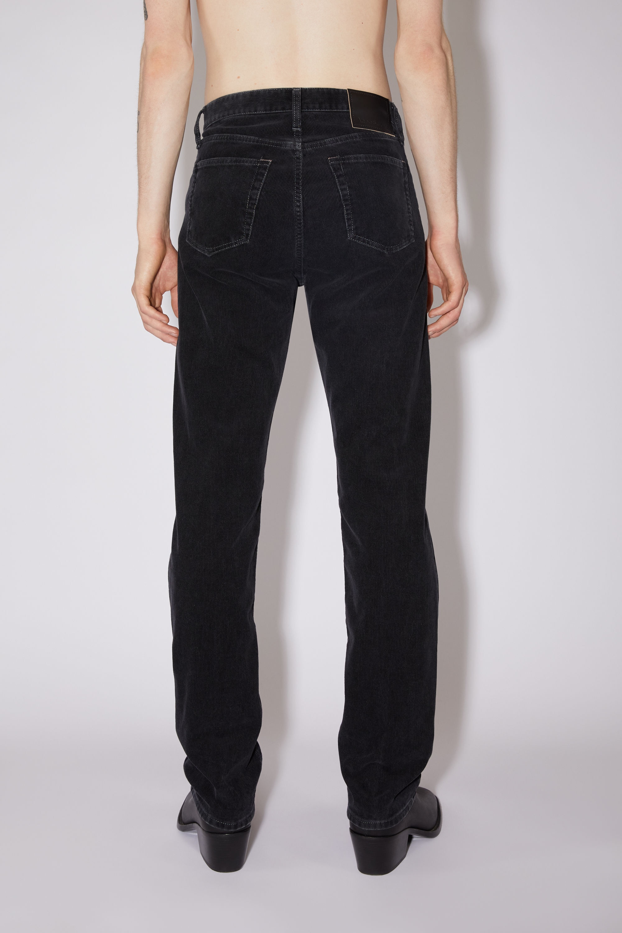 Straight fit corduroy trousers - Black - 3