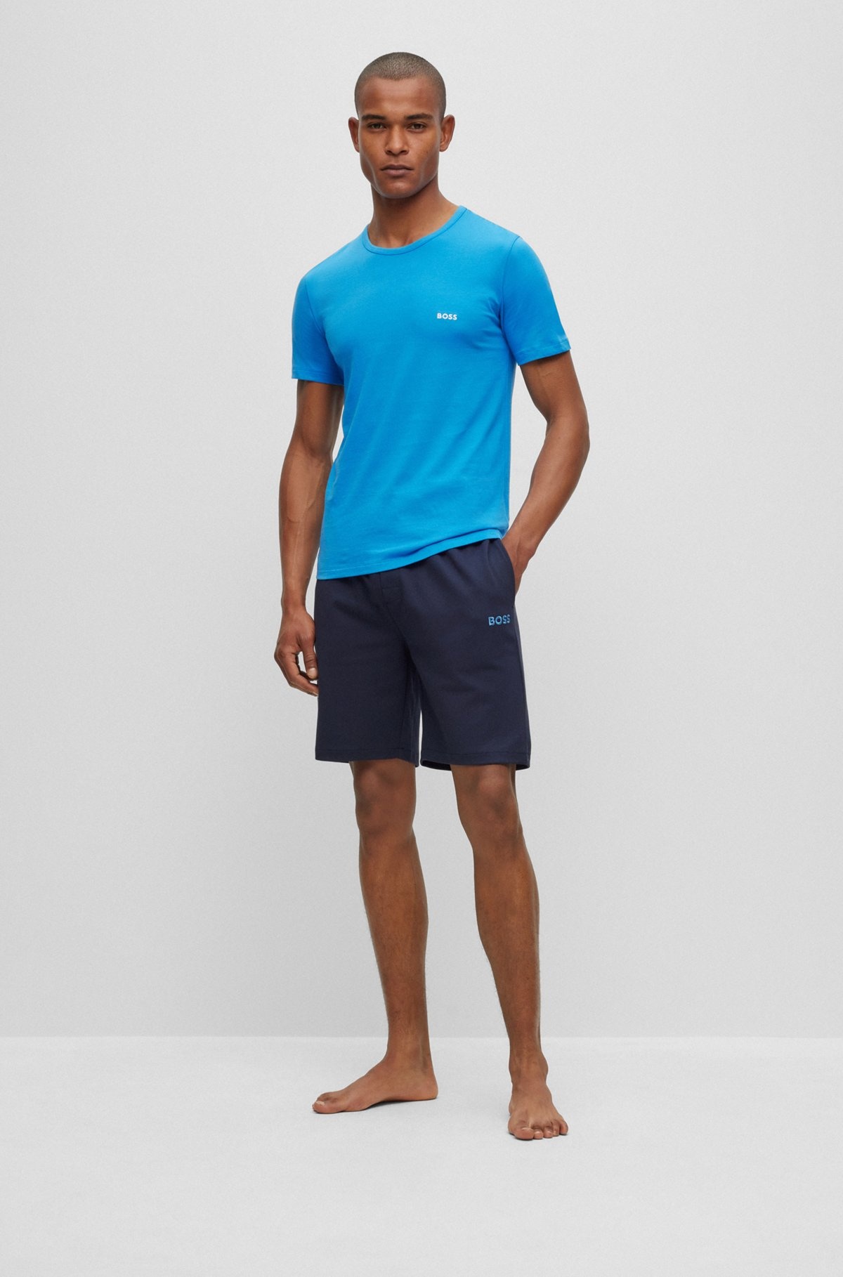 EMBROIDERED-LOGO LOUNGEWEAR SHORTS IN COTTON-BLEND PIQUÉ - 3