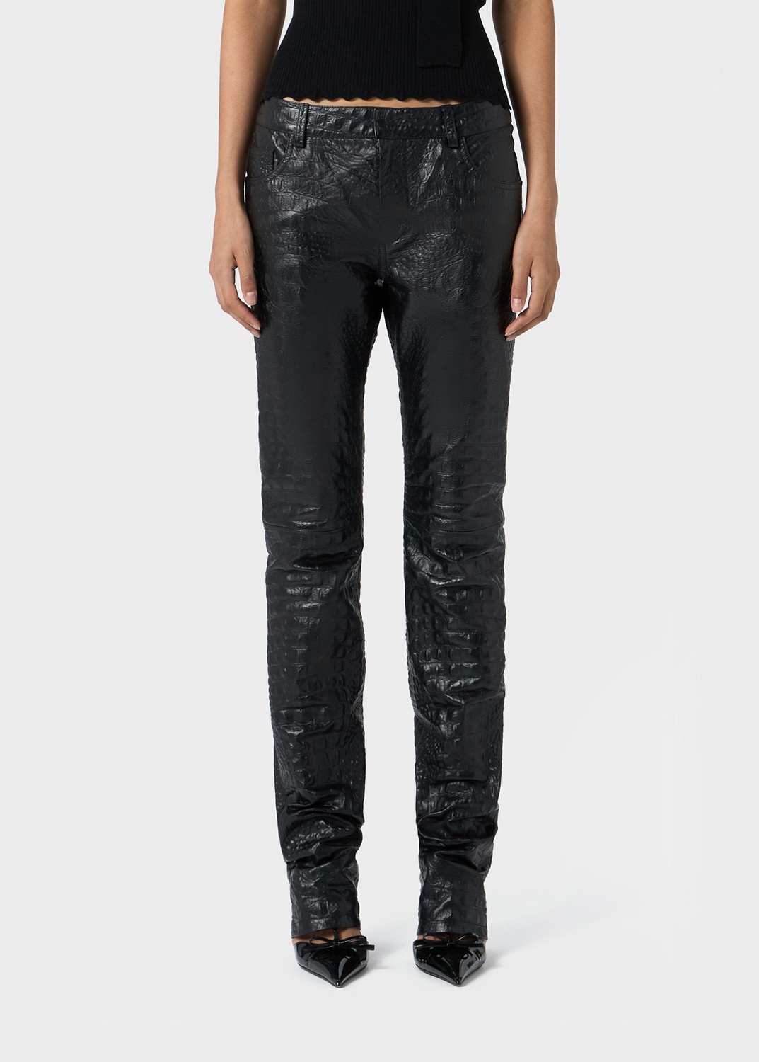 PANTS IN CROCODILE-EFFECT PRINT LEATHER - 3