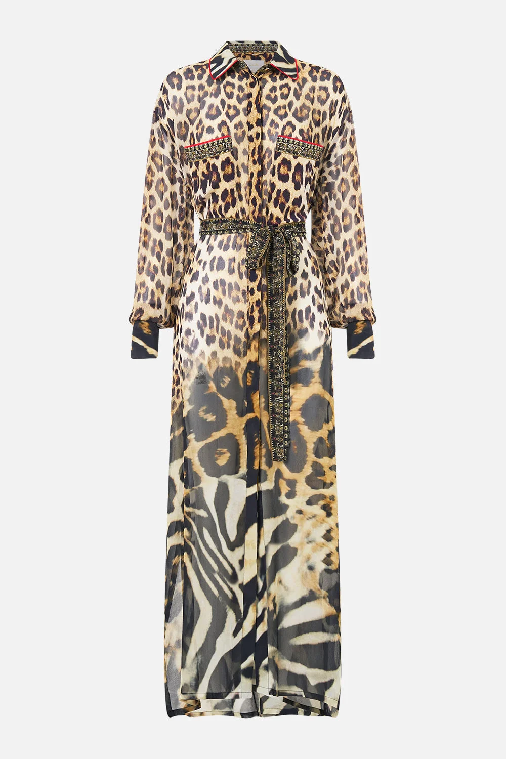 BUTTON FRONT LONG DRESS LEOTIGRA LAND - 1