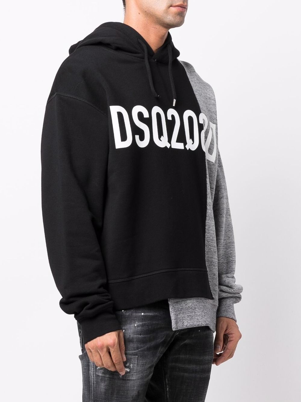 logo-print panelled hoodie - 3