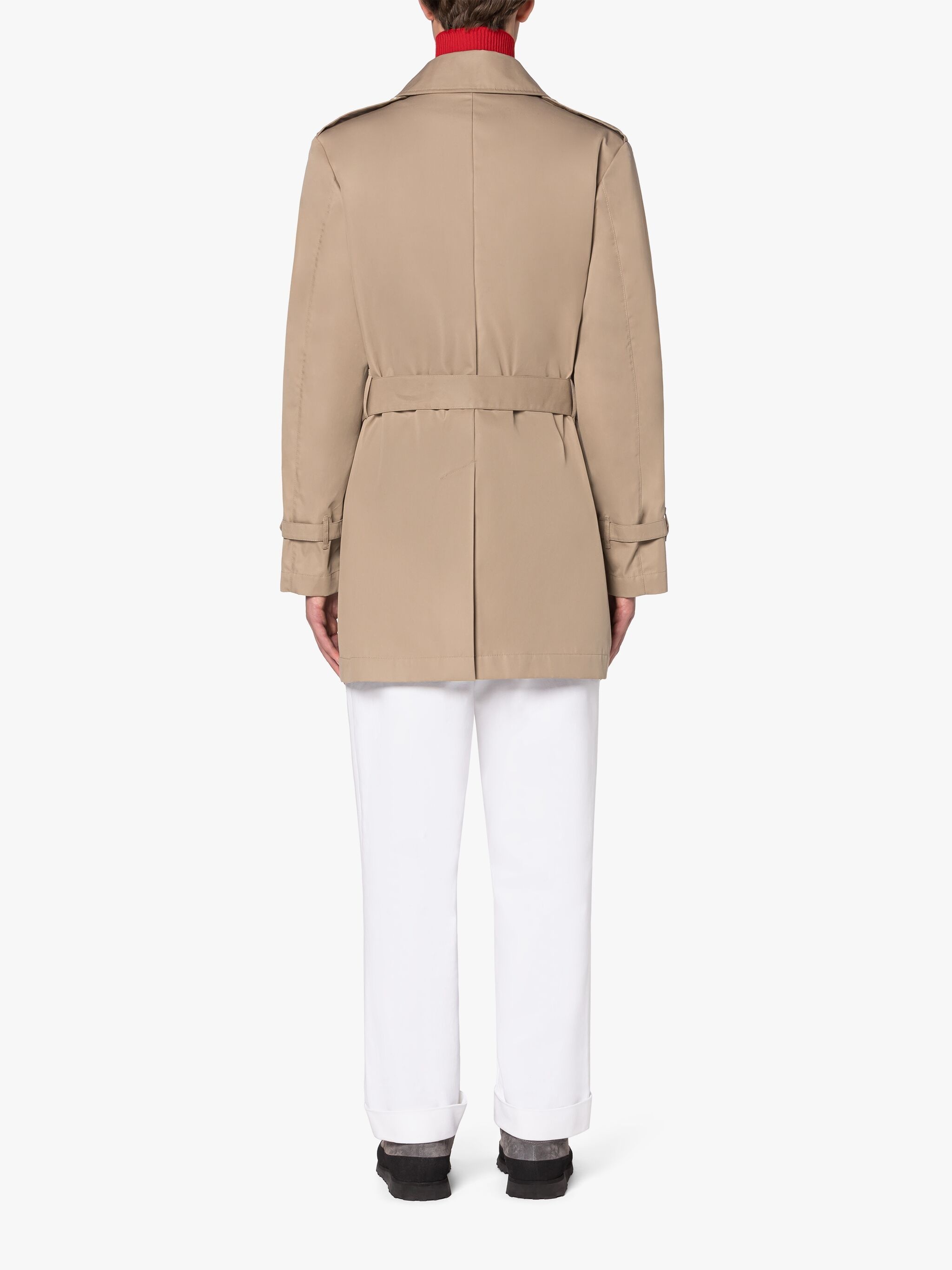 ST JOHN BEIGE GABARDINE COTTON SHORT TRENCH COAT - 3
