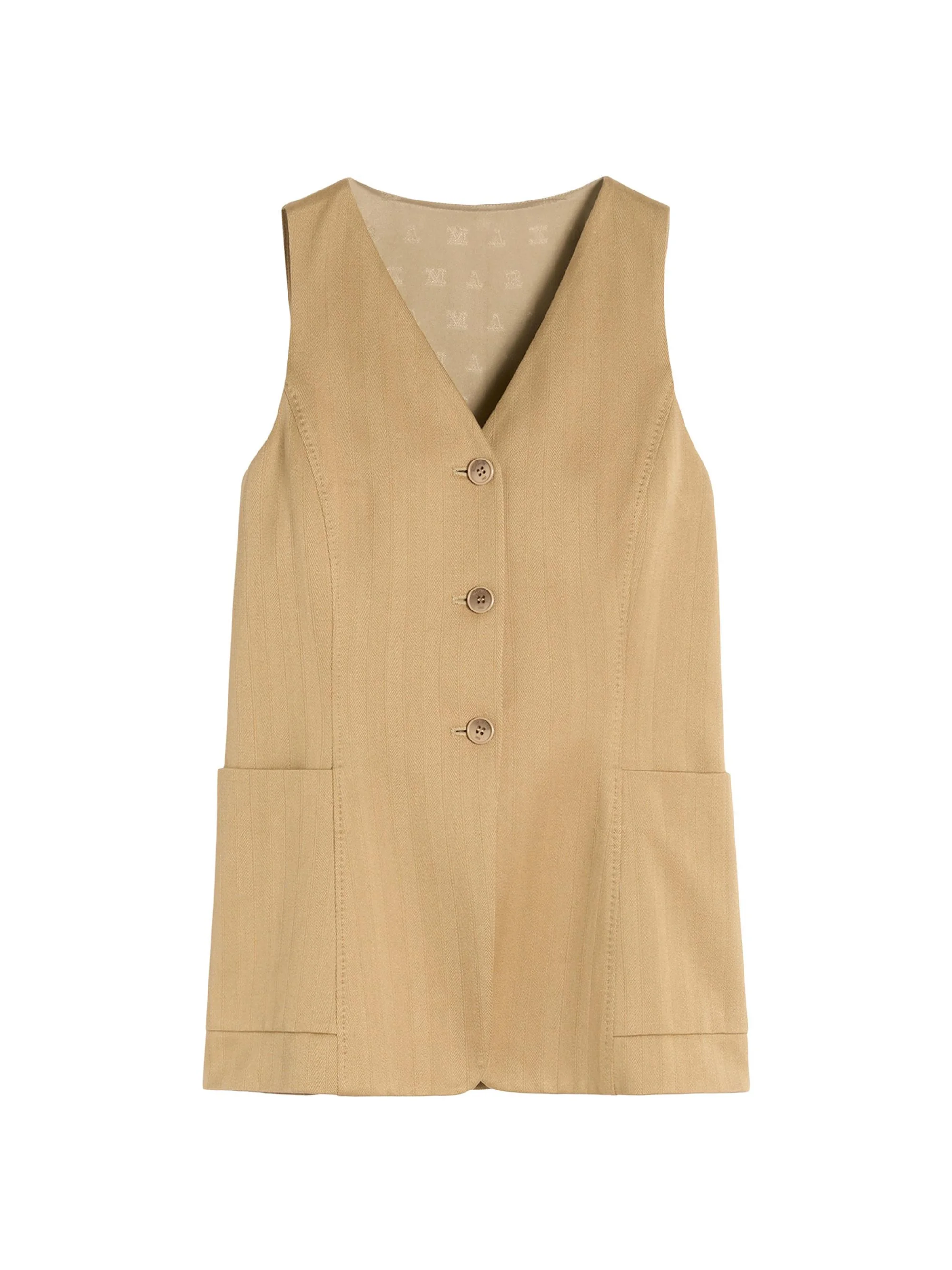 Women's Pinstripe Jacquard Jersey Gilet - Desert - 1