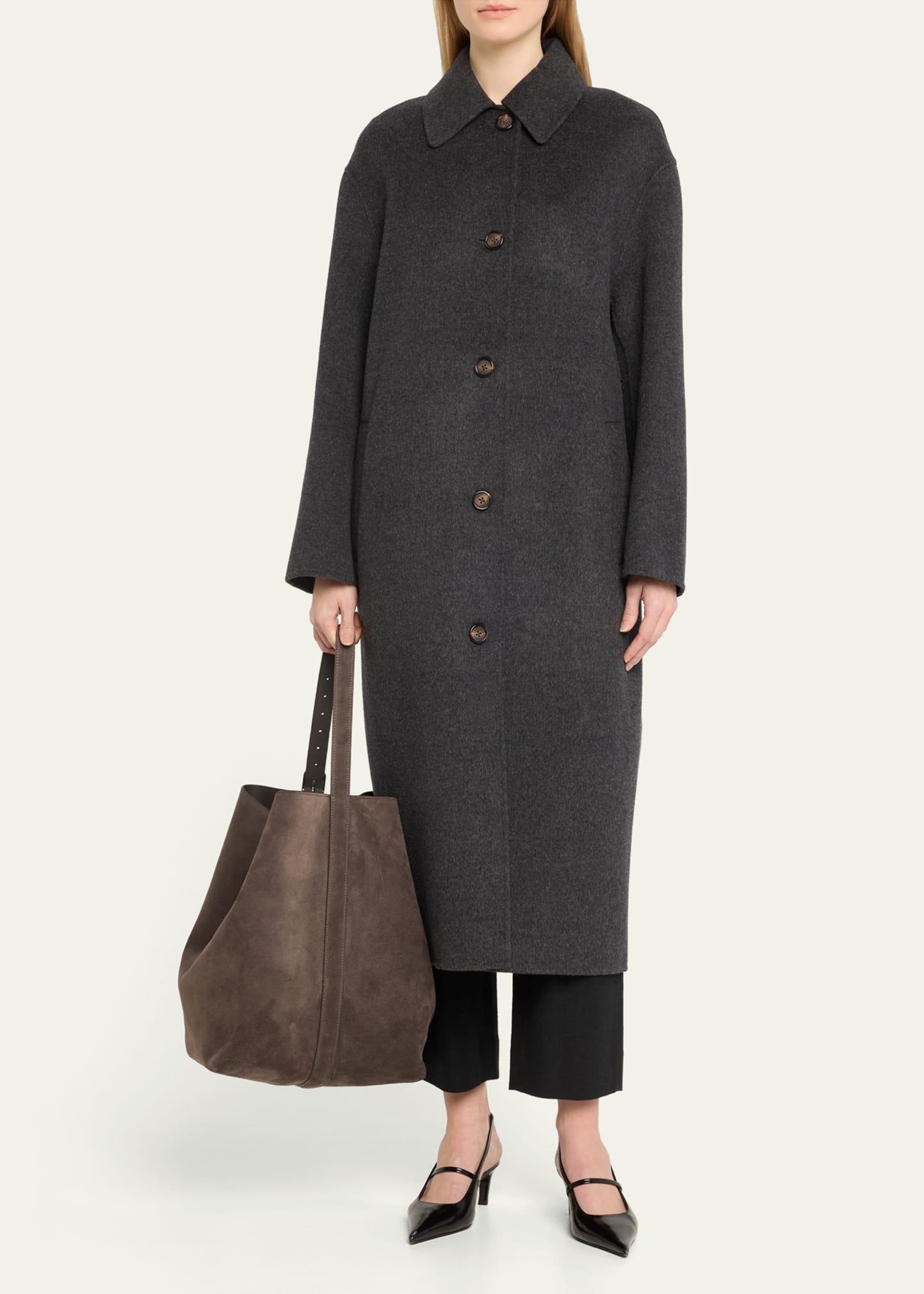 Large Belted Suede Tote Bag - 5
