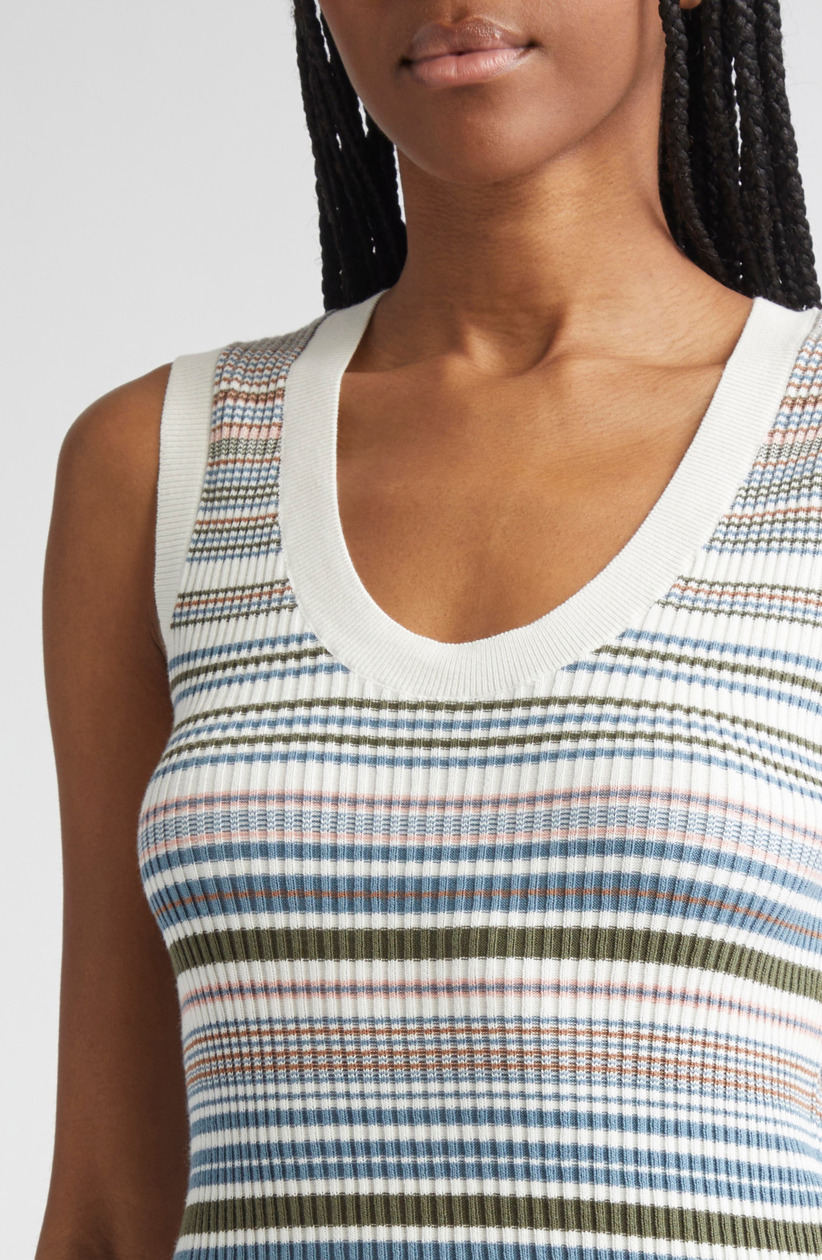 Veronica Beard Ezinna Rib Tank in Dove Multi at Nordstrom - 4