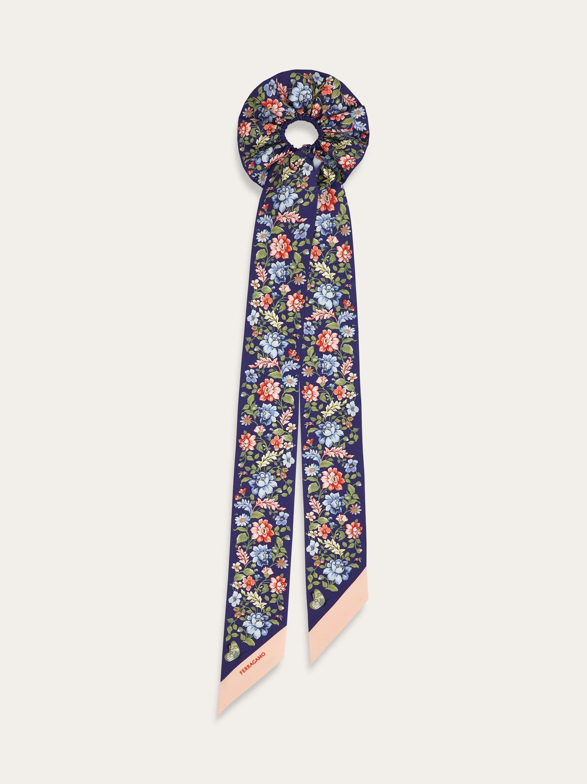 Ramages print silk scrunchie with mini bandeau - 1