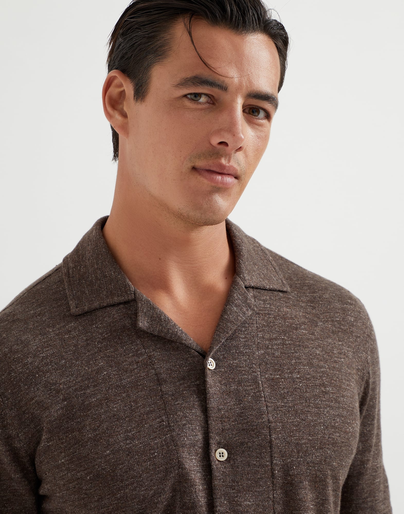 Linen and cotton short sleeve knit shirt - 3