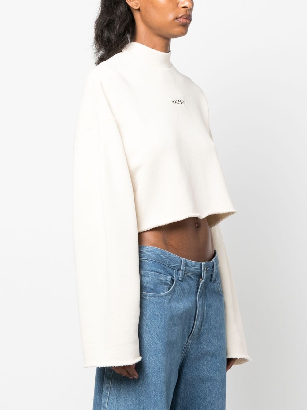 logo-embroidered cropped sweatshirt - 3